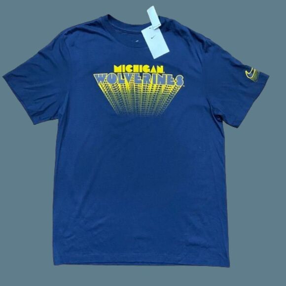 Nike Other - Nike NCAA Michigan Wolverines Retro 70s Logo Dri Fit Navy T-Shirt Mens Large NWT